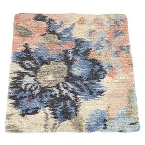 West Elm Diffused Floral Ikat Pillow Indigo Cover Linen Cotton Blend 20x20" NWOT